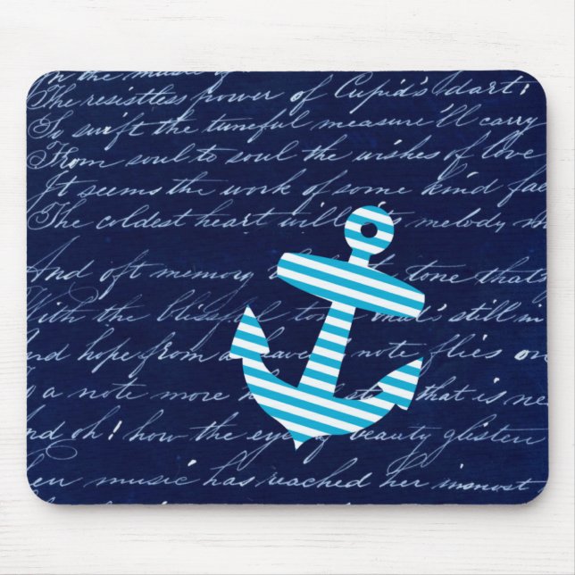 Tapis De Souris Conception nautique d'écriture d'ancre de rayure (Devant)