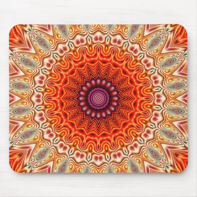 Tapis De Souris Conception orange et blanche de fleur (Devant)