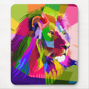 Tapis De Souris Conception Pop Art Prismatique Colorée Lion-62501