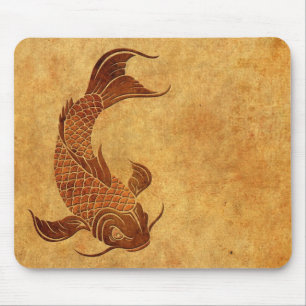 Tapis De Souris Conception portée vintage de poissons de Koi