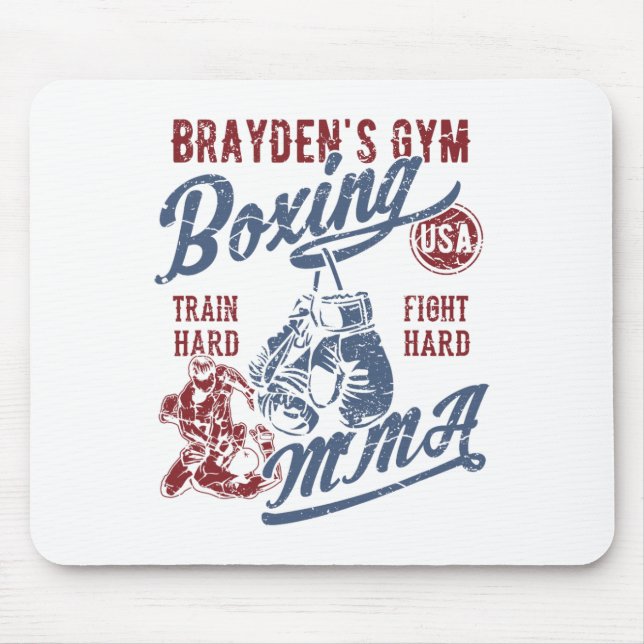 Tapis De Souris Conception Rétro de Brayden's Gym Boxe Mma Pour Le (Devant)