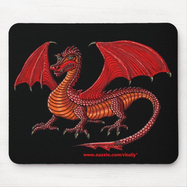 Tapis De Souris Conception rouge de mousepad de dragon (Devant)