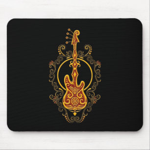 Tapis De Souris Conception rouge d'or complexe de guitare basse