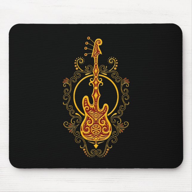 Tapis De Souris Conception rouge d'or complexe de guitare basse (Devant)