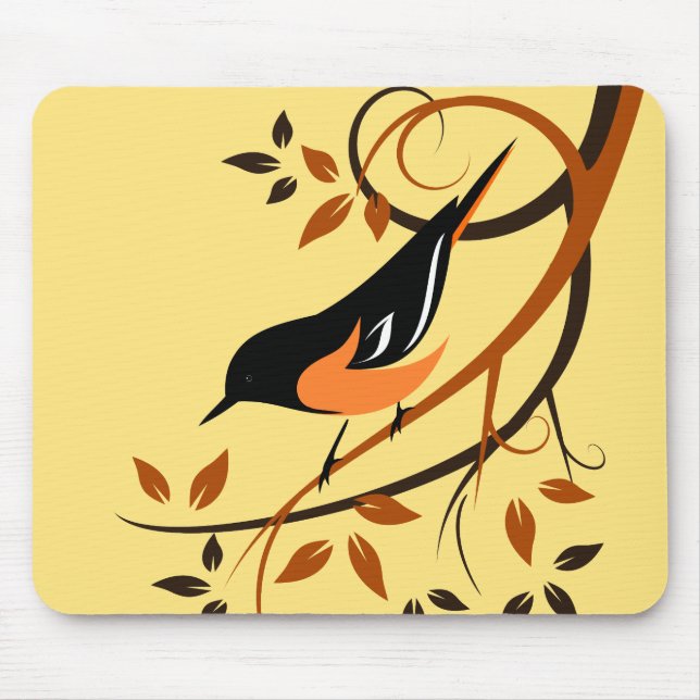Tapis De Souris Conception stylisée d'oiseau du Baltimore Oriole (Devant)