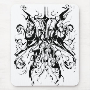 Tapis De Souris Conception tribale du Chaos Abstrait - noir et bla