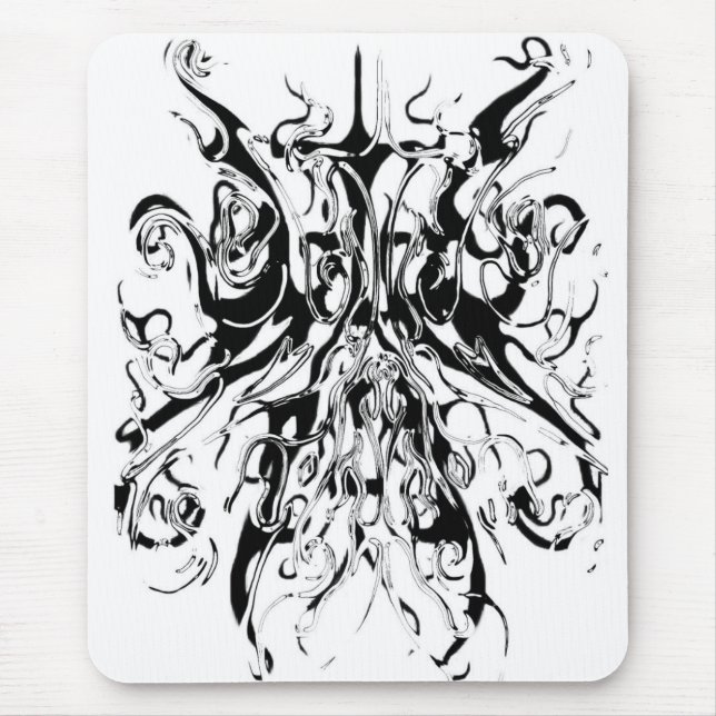 Tapis De Souris Conception tribale du Chaos Abstrait - noir et bla (Devant)