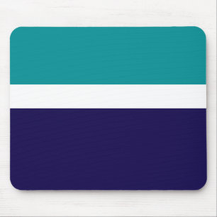 Tapis De Souris Conception turquoise de blocs de couleur bleu blan