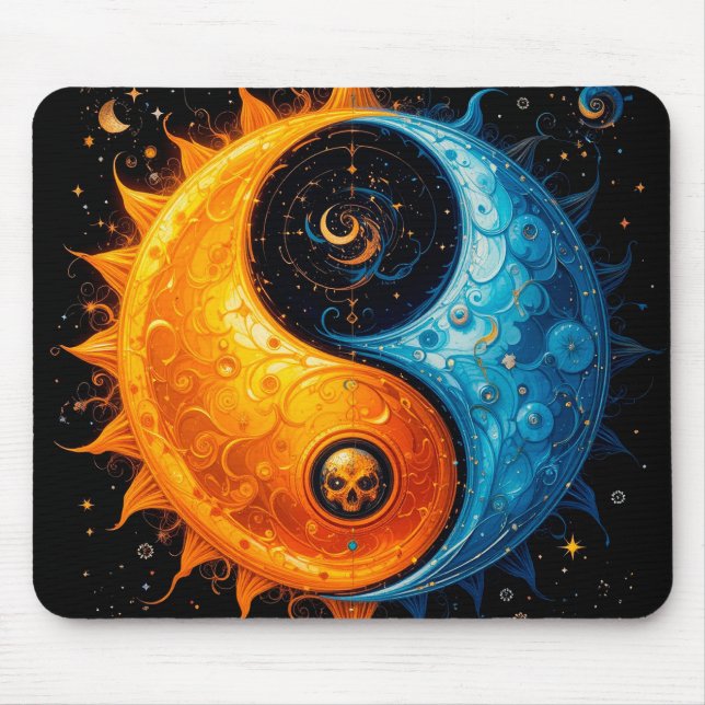 Tapis De Souris Conception Yin Yang représentant le soleil et la l (Devant)