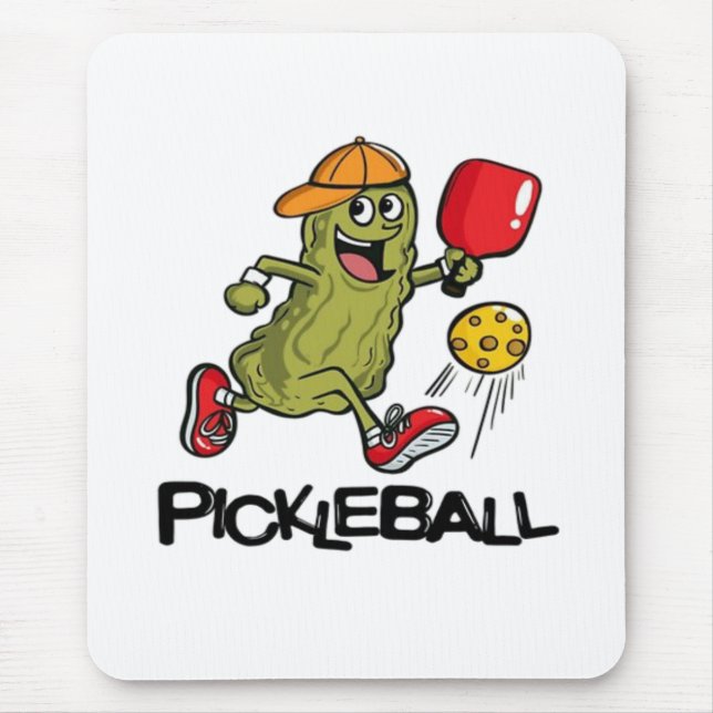 Tapis De Souris Concombre Drôle Jouant Pickleball  (Devant)
