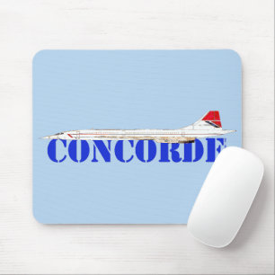 Tapis De Souris Concorde Jet avec texte bleu gras