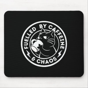 Tapis De Souris Conduit Par Caféine Et Chaos Café De Chat Sarcasti