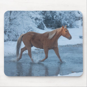 Tapis De Souris Conduite de chevaux en hiver au Hideout Ranc
