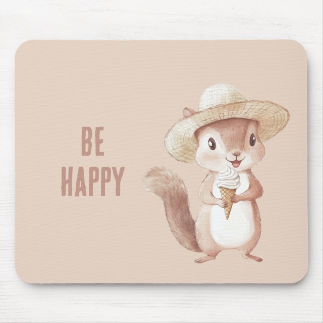 Tapis De Souris Cône de glace Écureuil heureux (Devant)