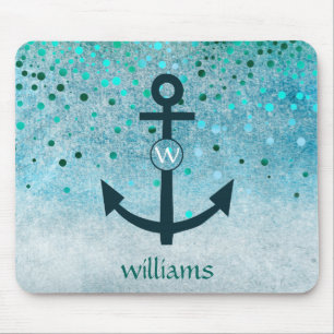 Tapis De Souris Confetti Ancre Sea Blue Beach Navy Pots filles