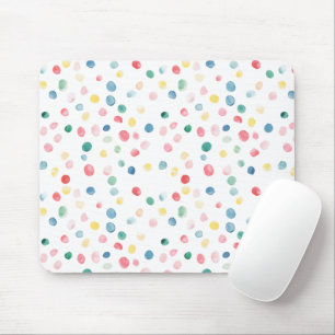 Tapis De Souris Confettis Colorés Points Bleu Rouge Jaune Vert Ros