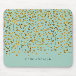 Tapis De Souris Confettis de charme d'or et de menthe