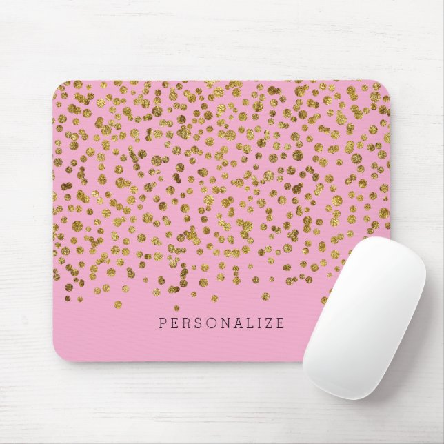 Tapis De Souris Confettis Glam Or et Rose (Avec souris)