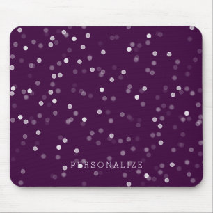Tapis De Souris Confettis pourpres et blancs de Bokeh