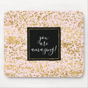Tapis De Souris Confettis rose blanc or