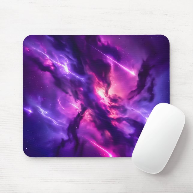Tapis De Souris Configuration de jeu spatiale avec nébuleuse néon  (Avec souris)