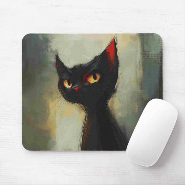 Tapis De Souris Connaissant Black Ninja Cat (Avec souris)