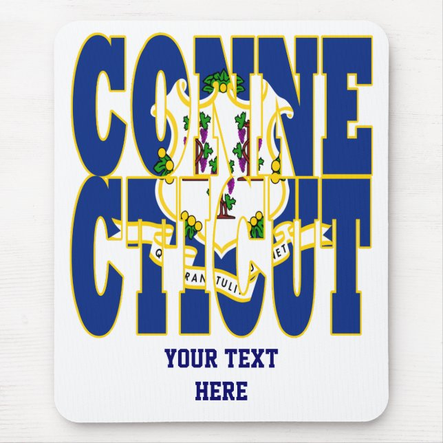Tapis De Souris Connecticut state flag text (Devant)