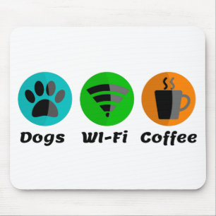 Tapis De Souris Connexion Wi-Fi Pour Chiens Et Café