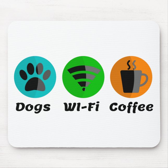 Tapis De Souris Connexion Wi-Fi Pour Chiens Et Café (Devant)