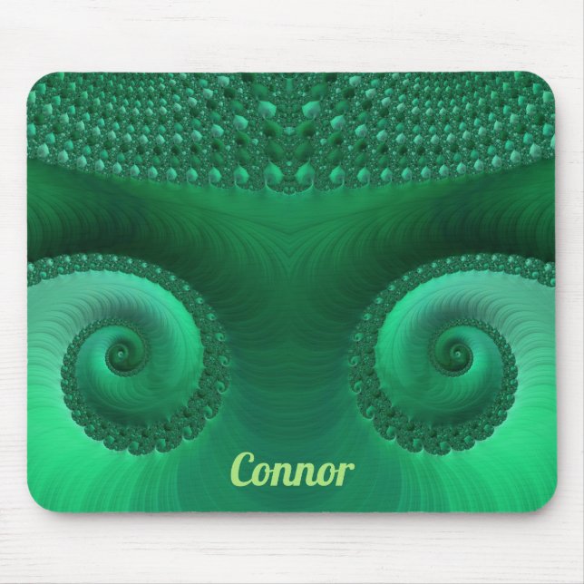 Tapis De Souris CONNOR ~ Zany Nuances de Motif fractal vert (Devant)