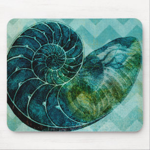 Tapis De Souris Conque en spirale Shell de turquoise