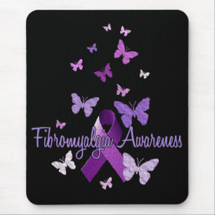Tapis De Souris Conscience de fibromyalgie (ruban et papillons)