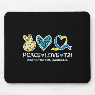Tapis De Souris Conscience du syndrome de Down Peace Love T21 Wdsd