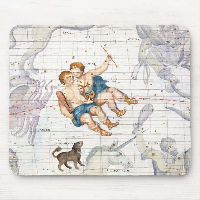 Tapis De Souris Constellation de Gémeaux avec le mineur de Canis, (Devant)