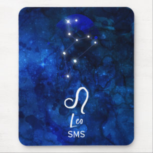 Tapis De Souris Constellation du zodiaque Lion Galaxie Bleu foncé