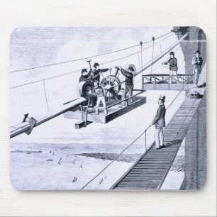 Tapis De Souris Construction de pont de Brooklyn, New York (litho)