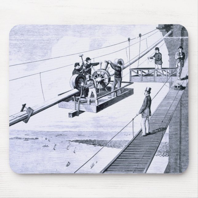 Tapis De Souris Construction de pont de Brooklyn, New York (litho) (Devant)