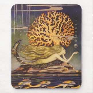 Tapis De Souris Conte de fée vintage, petite sirène dans le corail
