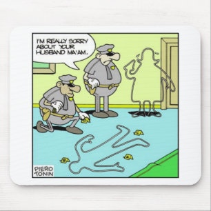 Tapis De Souris Contour à la craie Cadeaux drôles de police et obj