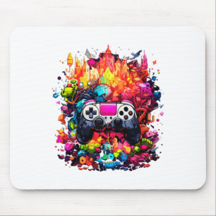 Tapis De Souris Contrôleur de jeu vidéo coloré Tie Dye Cool Gamer