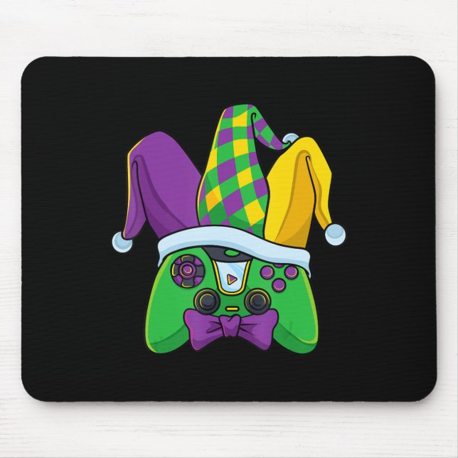 Tapis De Souris Contrôleur de jeu vidéo Mardi Gras Jester Casquett (Devant)