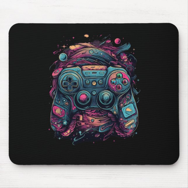 Tapis De Souris Contrôleur Jeu Rave Gamer Nerd Jeu Pc Abstrait (Devant)