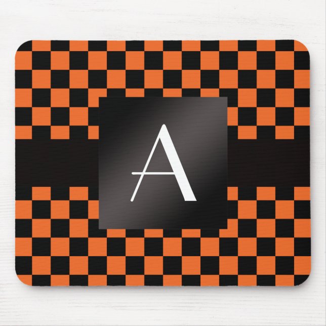 Tapis De Souris Contrôleurs oranges et noirs de monogramme (Devant)