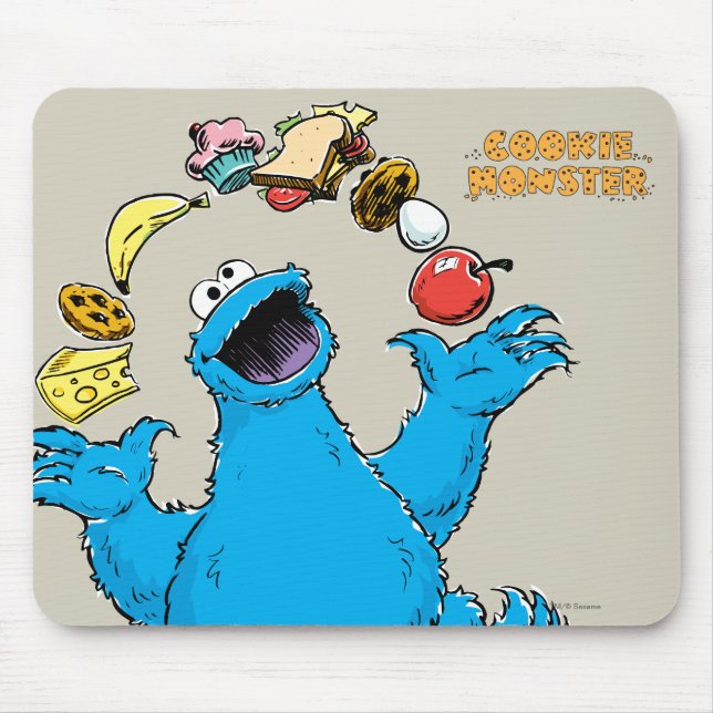 Tapis De Souris Cookie Monster vintage jonglant (Devant)