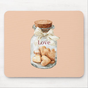 Tapis De Souris Cookies en forme de coeur en bocal Ruban blanc