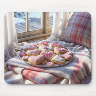 Tapis De Souris Cookies en forme de cœur sur une couverture à carr
