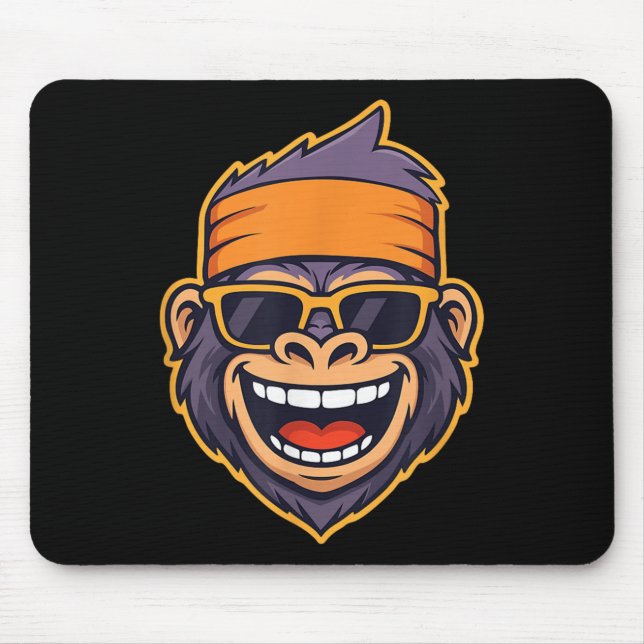 Tapis De Souris Cool Ape Gorilla Head Funky Monkey Retro Bandana C (Devant)