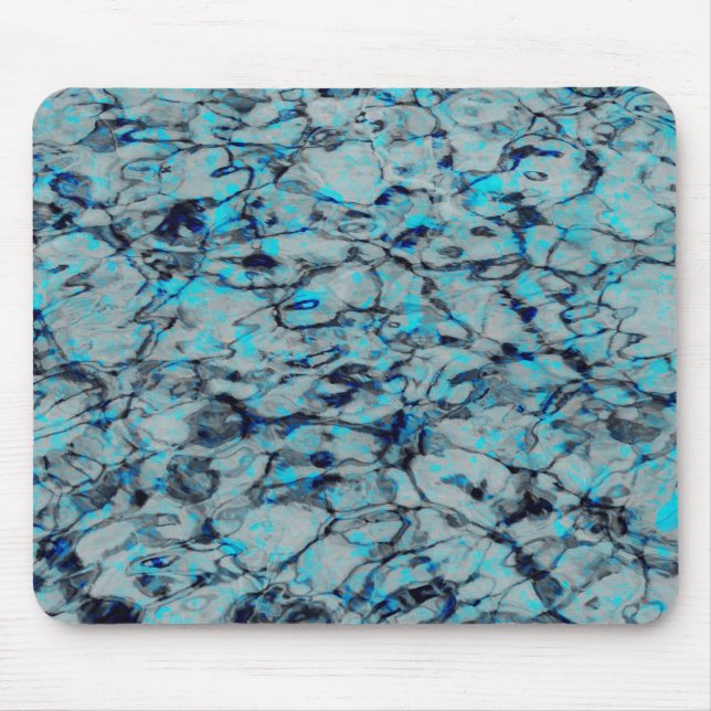 Tapis De Souris Cool, art numérique moderne d'aquarelle bleue (Devant)