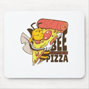 Tapis De Souris Cool Bee aime les jeux de mots sur pizza
