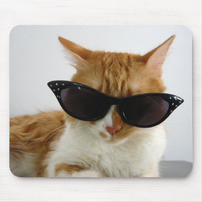 Tapis de souris Cool Cat avec lunettes de soleil (Devant)